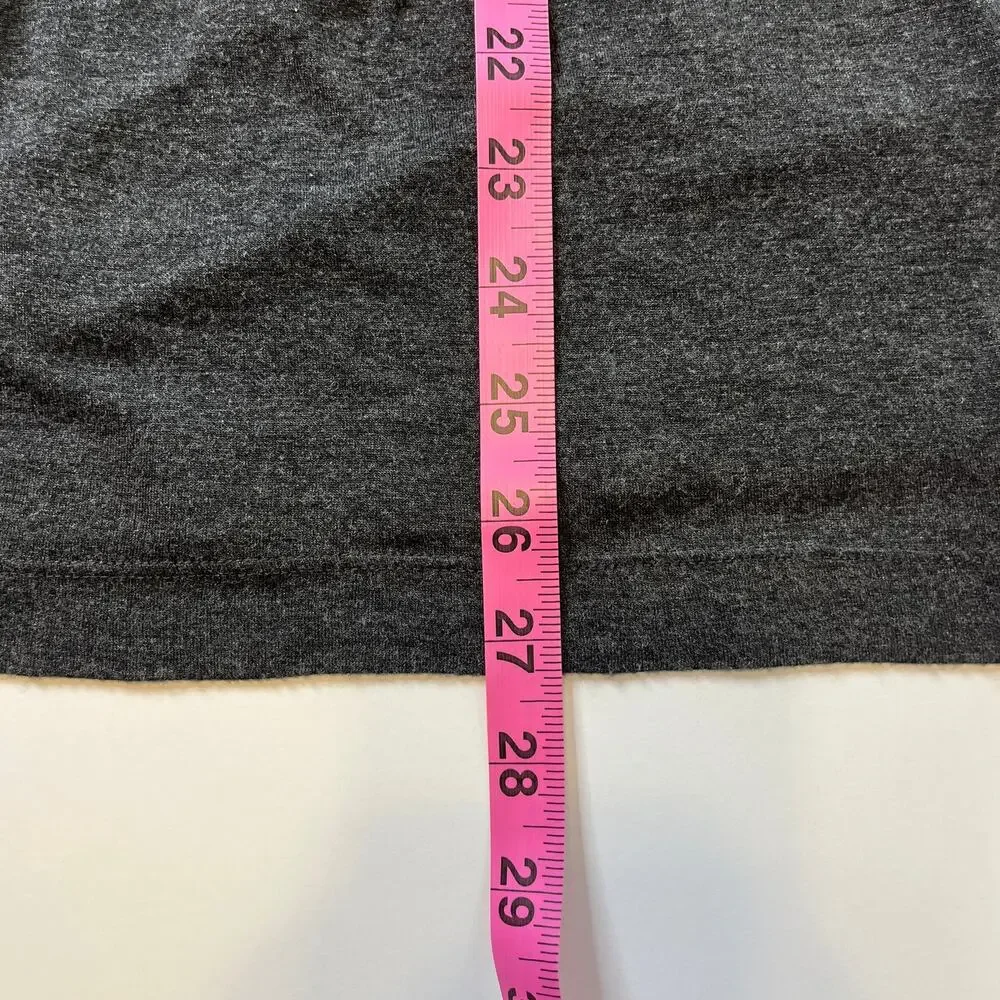 Free People Dark Gray V-Neck Knit Studs Short Sleeve Boho Shift Dress Women - Picture 8 of 10